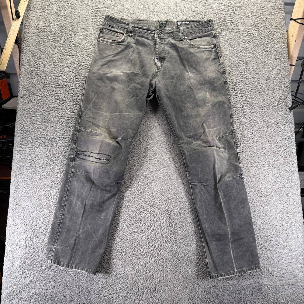 Kuhl Rydr Jeans Mens 40x34 Gray Cotton Denim Straight Workwear Travel Stretch
